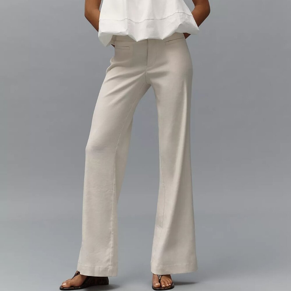 ANTHRO | Maeve Linen Blend Flare Trouser Pants